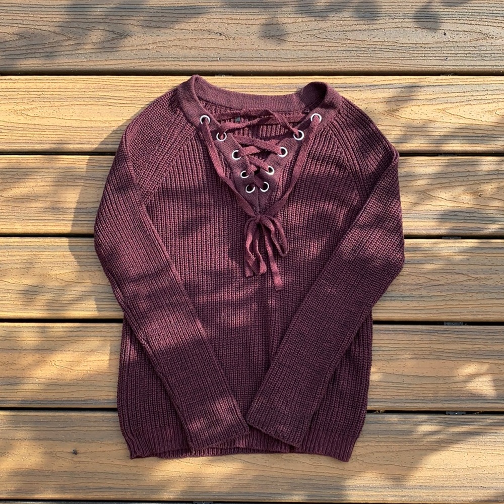 Dark Maroon V-Neck Sweater